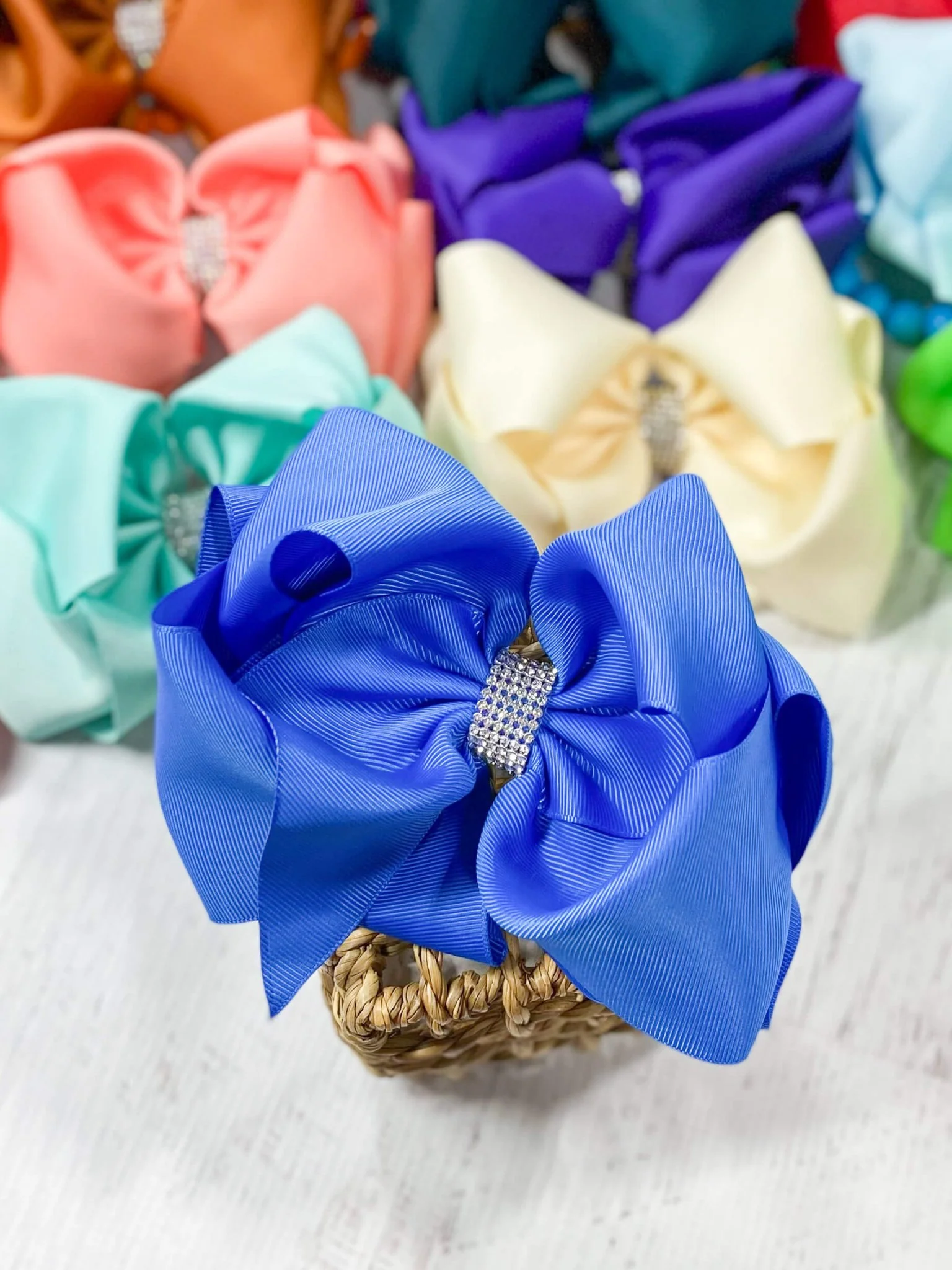 5.5" Oversize Rhinestone Center Knot Hair Bow | Alligator or French Clip - Image 71