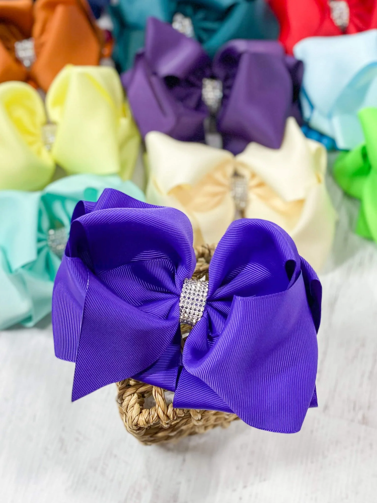 5.5" Oversize Rhinestone Center Knot Hair Bow | Alligator or French Clip - Image 72