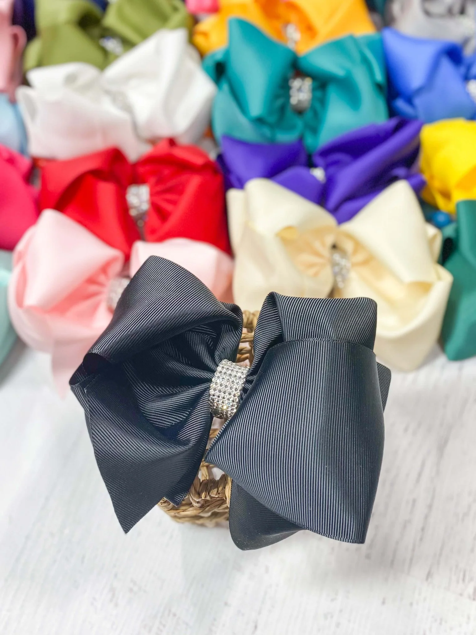 5.5" Oversize Rhinestone Center Knot Hair Bow | Alligator or French Clip - Image 75