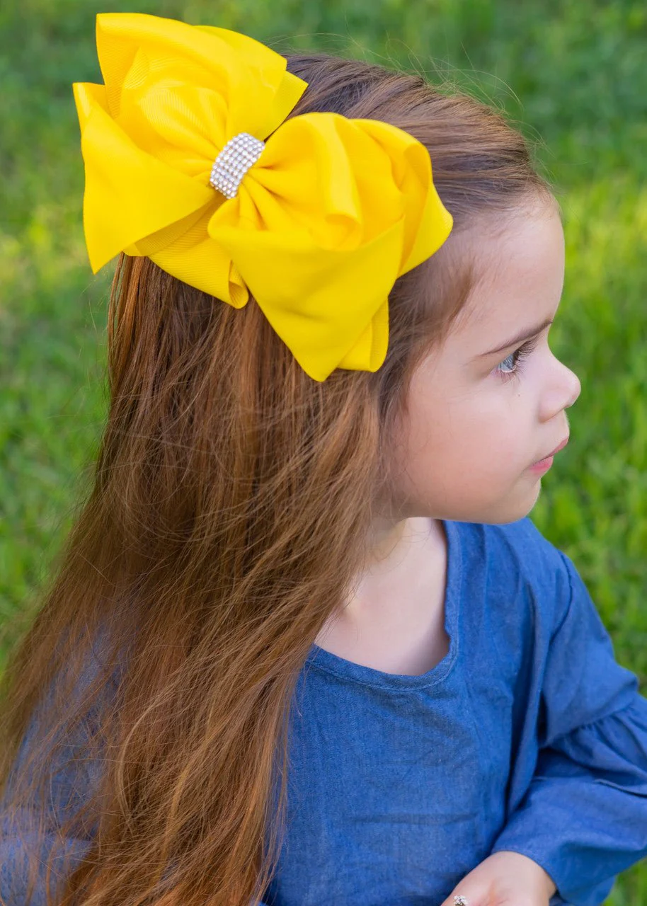 5.5" Oversize Rhinestone Center Knot Hair Bow | Alligator or French Clip - Image 9