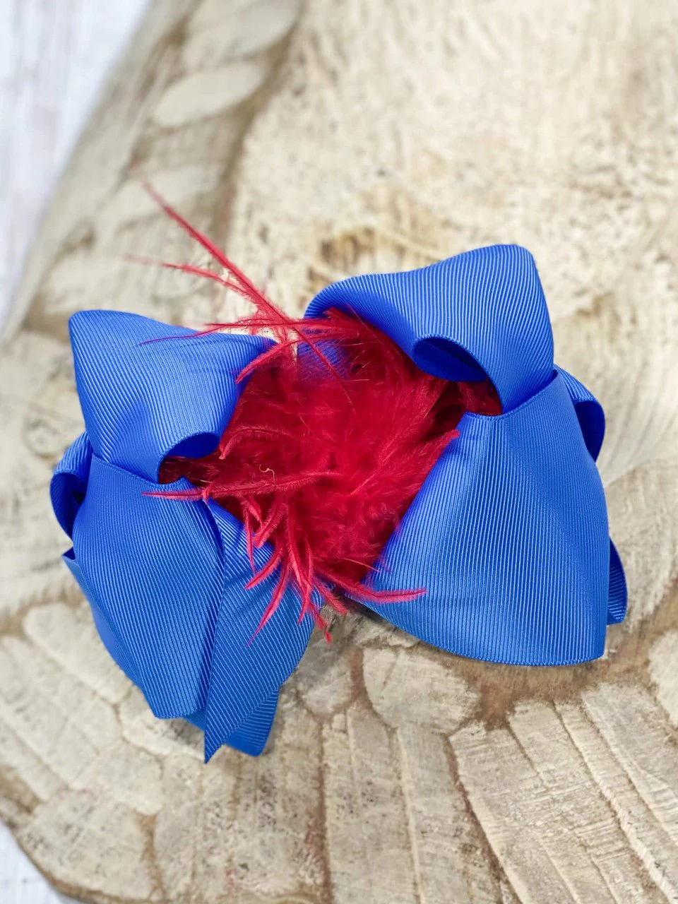 6" Two-Tone Feather Puff Hair Bows Boutique Hair Bow | Alligator Clip