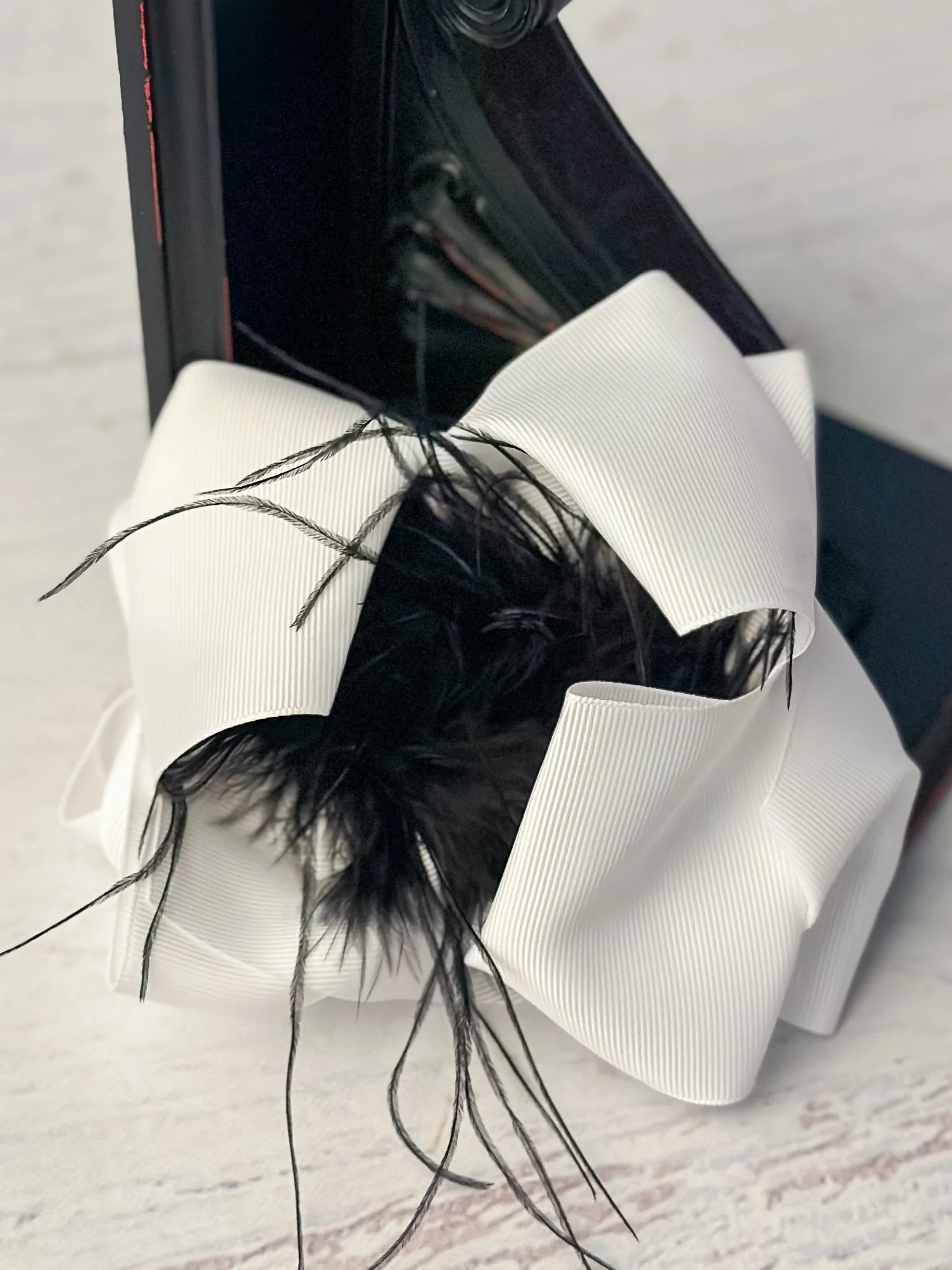 6" Two-Tone Feather Puff Hair Bows Boutique Hair Bow | Alligator Clip - Image 2