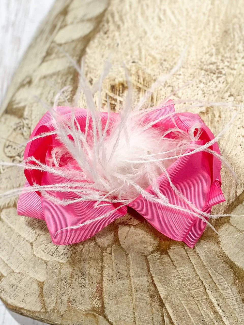 6" Two-Tone Feather Puff Hair Bows Boutique Hair Bow | Alligator Clip - Image 4