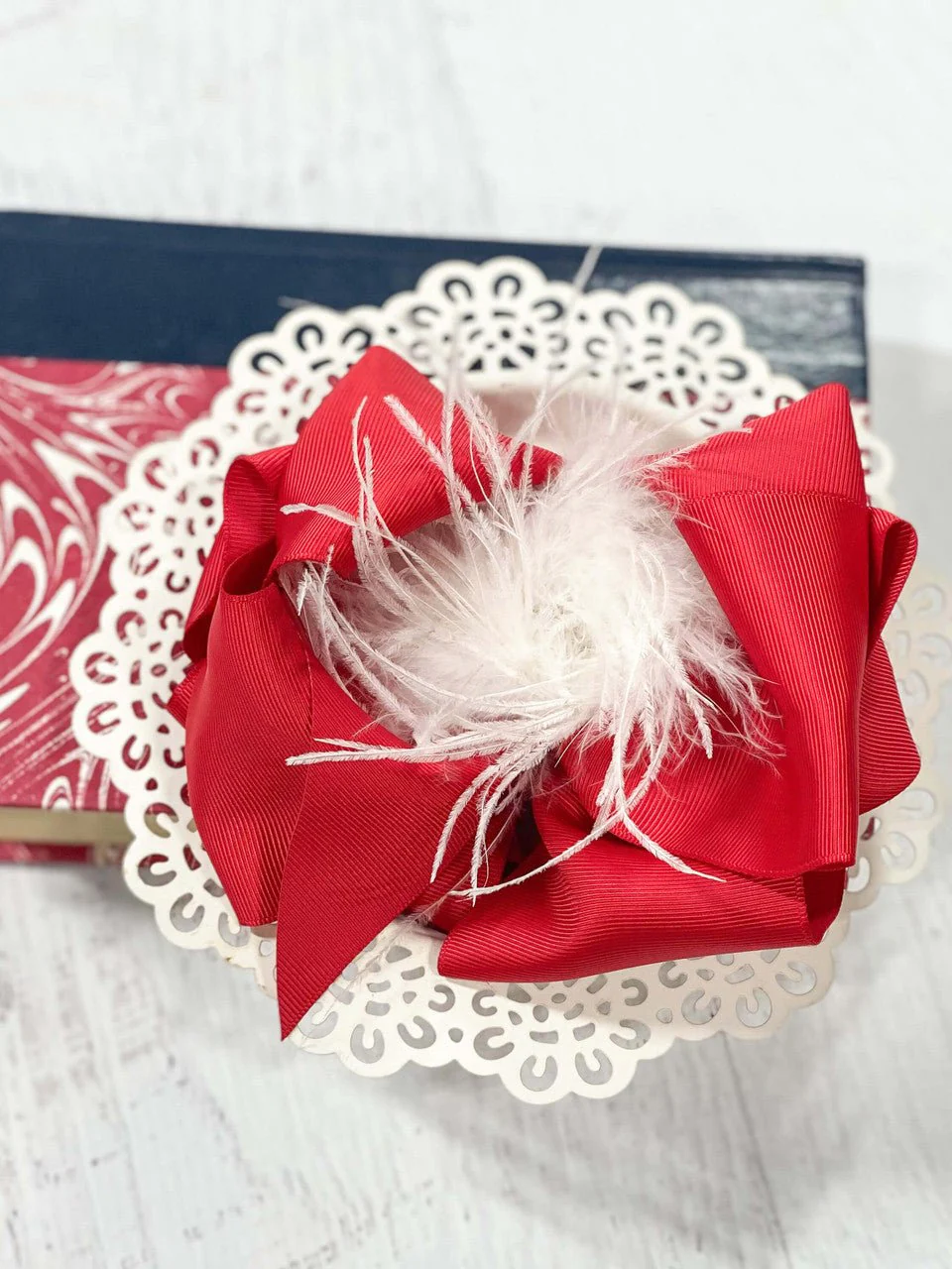 6" Two-Tone Feather Puff Hair Bows Boutique Hair Bow | Alligator Clip - Image 6