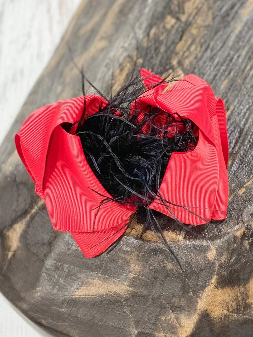 6" Two-Tone Feather Puff Hair Bows Boutique Hair Bow | Alligator Clip - Image 7