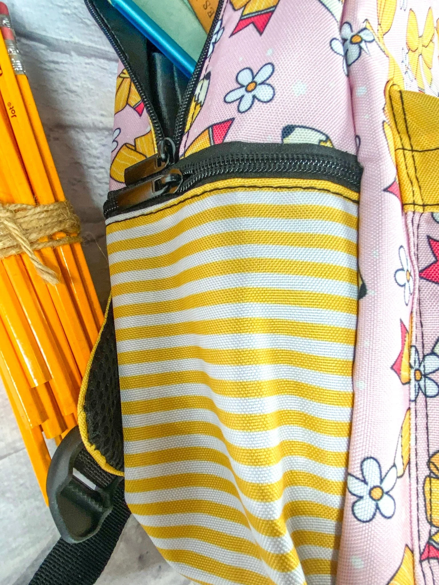 Yellow Pencil Bows Backpack - Image 3